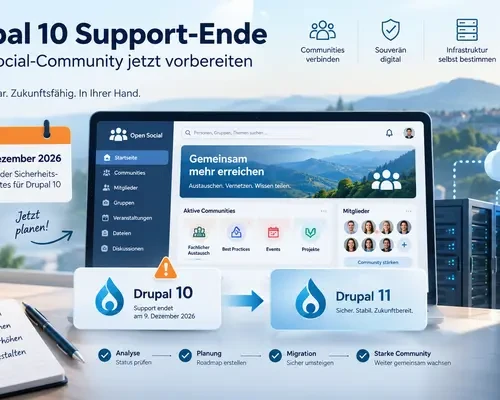 Am 9. Dezember 2026 endet der Support für Drupal 10. Was das für Ihre Open-Social-Community bedeutet und wie Sie sich rechtzeitig vorbereiten.