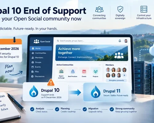 Am 9. Dezember 2026 endet der Support für Drupal 10. Was das für Ihre Open-Social-Community bedeutet und wie Sie sich rechtzeitig vorbereiten.